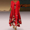 Maxikleid - elegantes damenkleid mit taschen und floralem stickerei