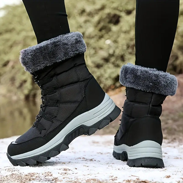 Hochschaft winterstiefel für damen – warme, rutschfeste schwarze schneestiefel