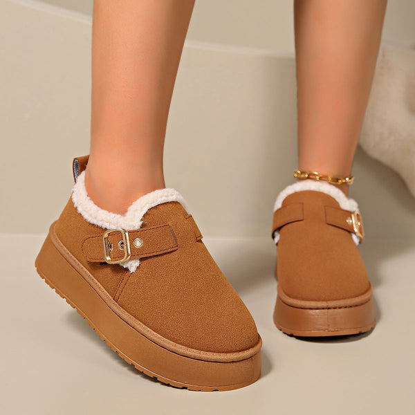 Warme damen slipper – stilvolle schuhe mit schnalle und weicher innenausstattung