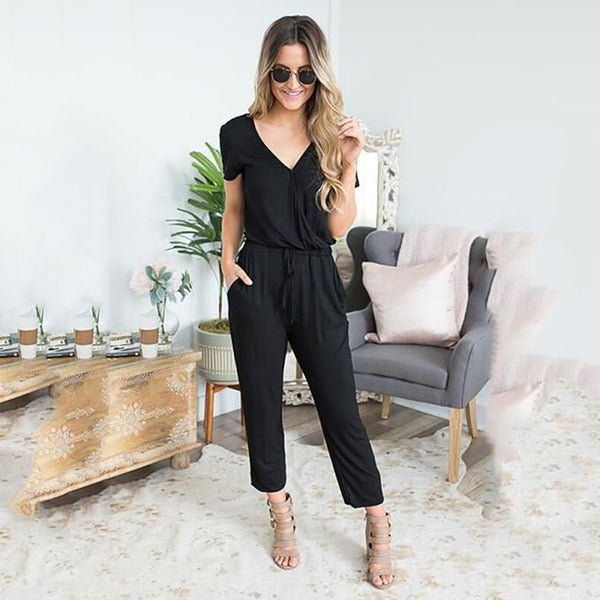 Jumpsuit - stylisches damen v-ausschnitt freizeit-outfit