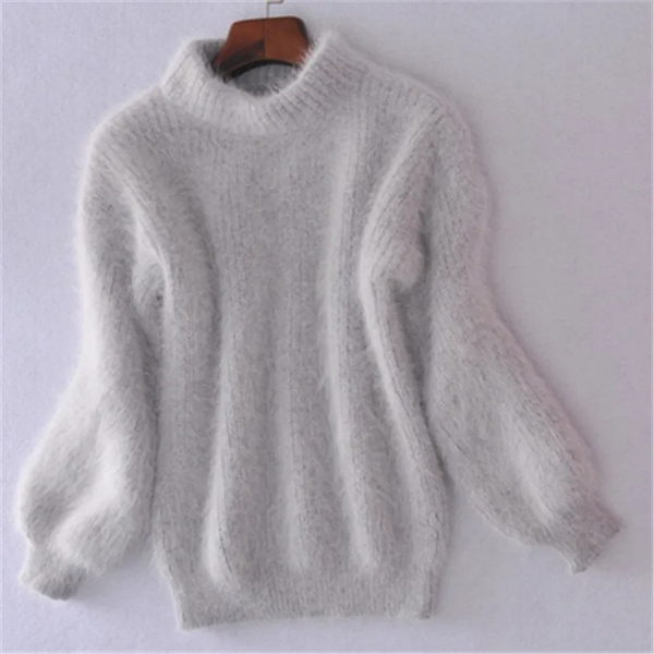 Damen flauschiger pullover - moderner, lässiger vintage-stil