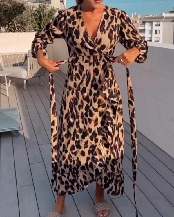 Dä frauen midi-dress mit tiermuster - stilvoll und elegant für jede gelegenheit