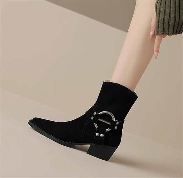 Stiefeletten für Damen – Spitzenschuh mit Schnallenverschluss