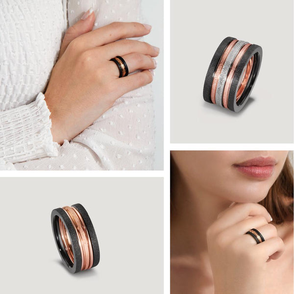 Eleganter Damenring – Schlankes, strukturiertes Band mit stilvollem Design