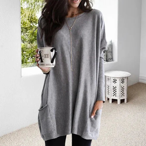 Langi Tunika mit Tasche – Damen Oversized-Bluse