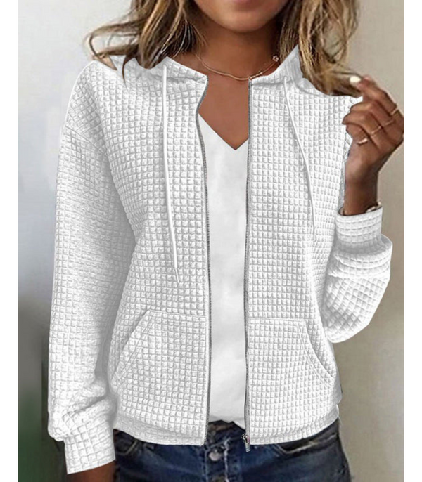 Texturierti zip-hoodie - lässigi jacke für frauen