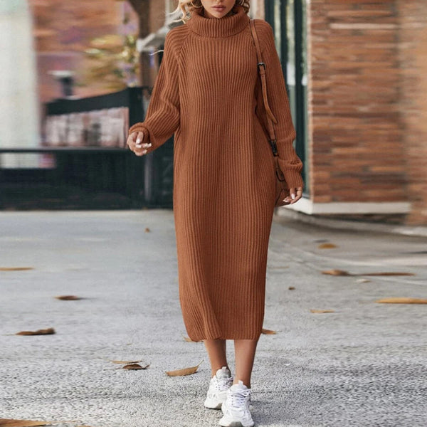 Strickkleid - stylisches langes damen-sweaterkleid