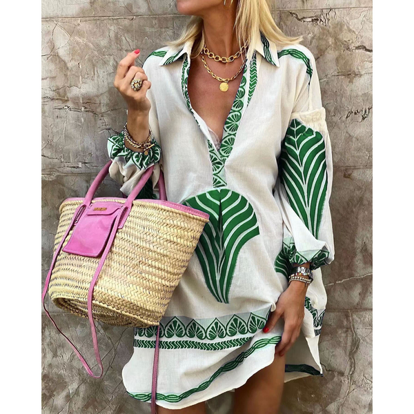 Damen leinendress mit muster - wunderschöne vintage tunika