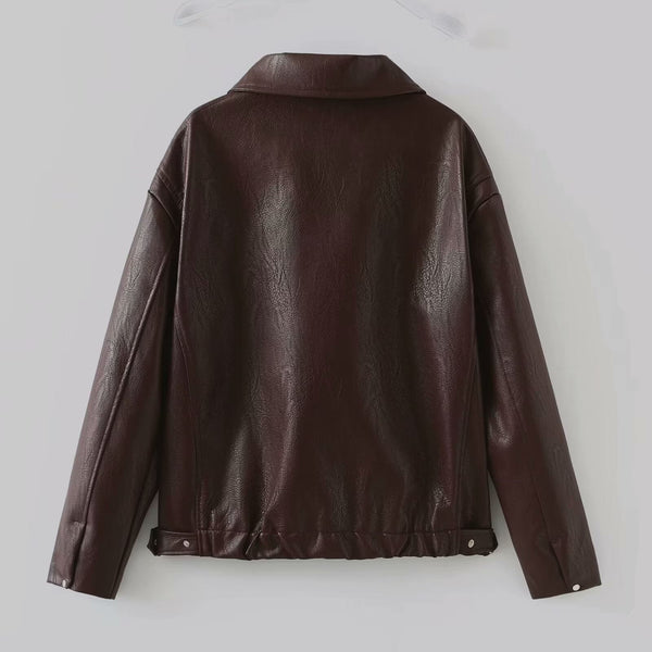Damen-jacke mit revers und reissverschluss – lässiges design mit langen ärmeln