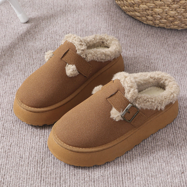 Wärmi Pantoffle - Dame-Hueschue mit Sherpa-Fütterig und Riemedetail