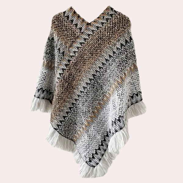 Dä ladies-poncho - stylischi strickschal mit fransen