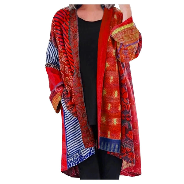 Kimono stil cardigan - lebhaft gemusterter damen-überwurf