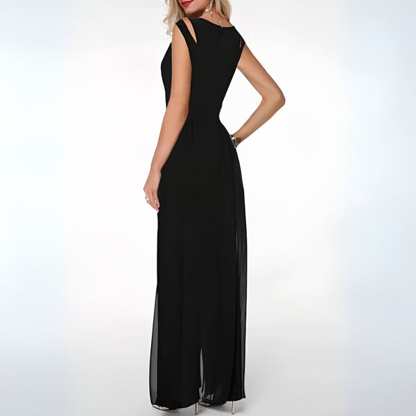 Damen jumpsuit - stilvolle chiffonbekleidung mit eleganten cut-out-details