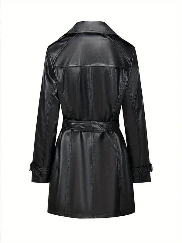 trenchcoat - stylischer langer schwarzer damenmantel