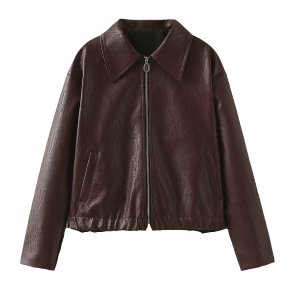 Damen-jacke mit revers und reissverschluss – lässiges design mit langen ärmeln