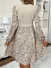 Floral kleid - schickes apricot damenkleid mit geripptem oberteil