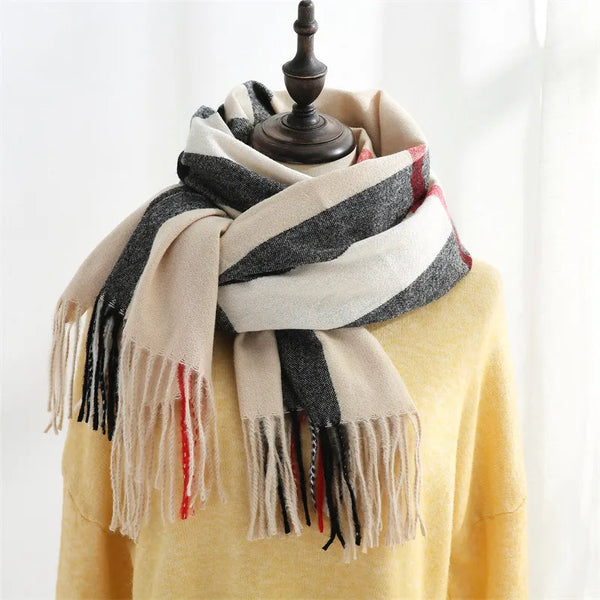 Luxuriöser winterschal - weicher damen cashmere-mix mit fransen