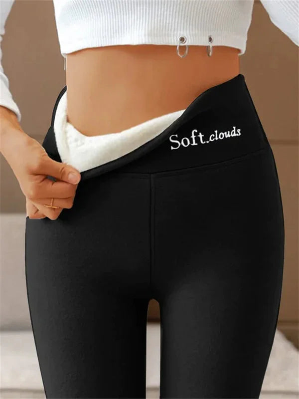 Fleece gefütterte leggings - gemütliche, lässige slim fit leggings für damen