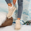 Warme damen slippers – beige winterstiefel mit plüsshfutter, verstellbarem schnallenverschluss und robusser sohle