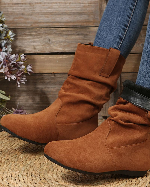 Lässigi slouch ankle boots - stilvolli damen faux suede boots