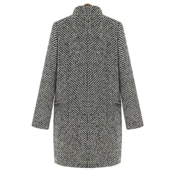 Damen-Winterjacke Schwarz-Wiis – Elegants Design mit Hahnentritt-Muster