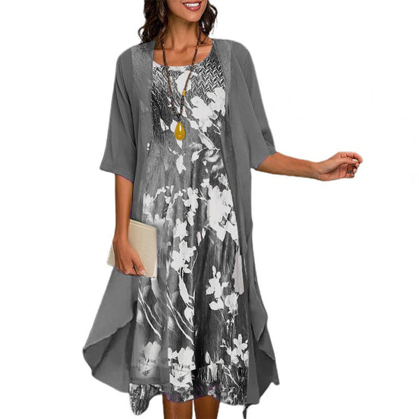 3-teiliger blumenkleid-set - elegante damen sommeroutfit