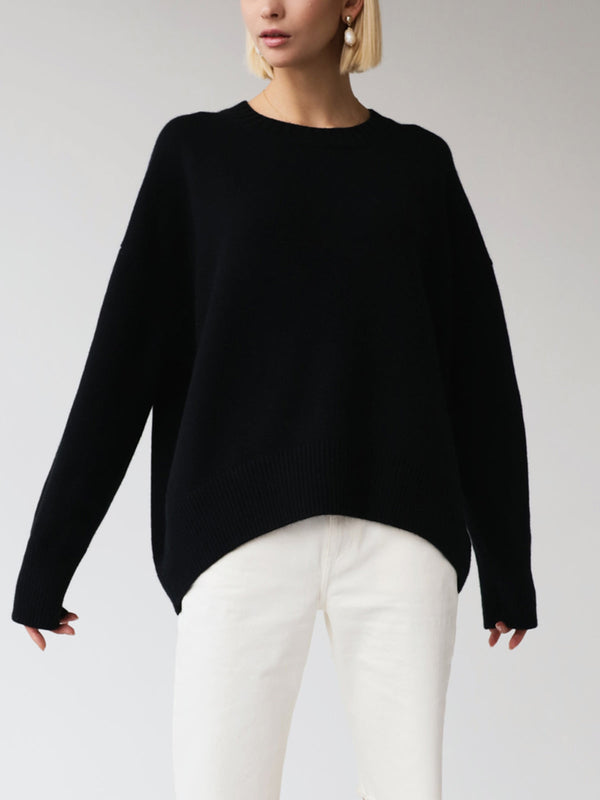 Gestrickter pullover - lässiger oversized-nicktop für damen