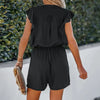 Schwarzer damen-jumpsuit - lässiges kurzarm-outfit