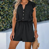 Schwarzer damen-jumpsuit - lässiges kurzarm-outfit