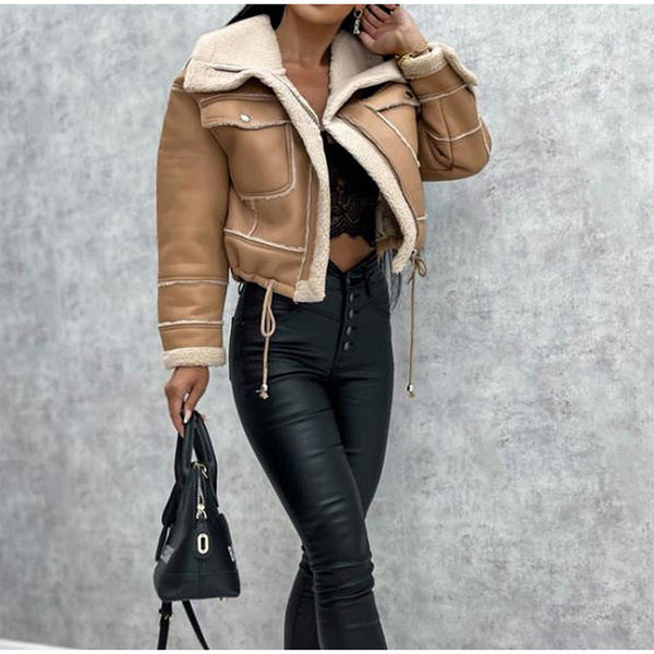 Faux bikerjacke - stylishe damen winterjacke