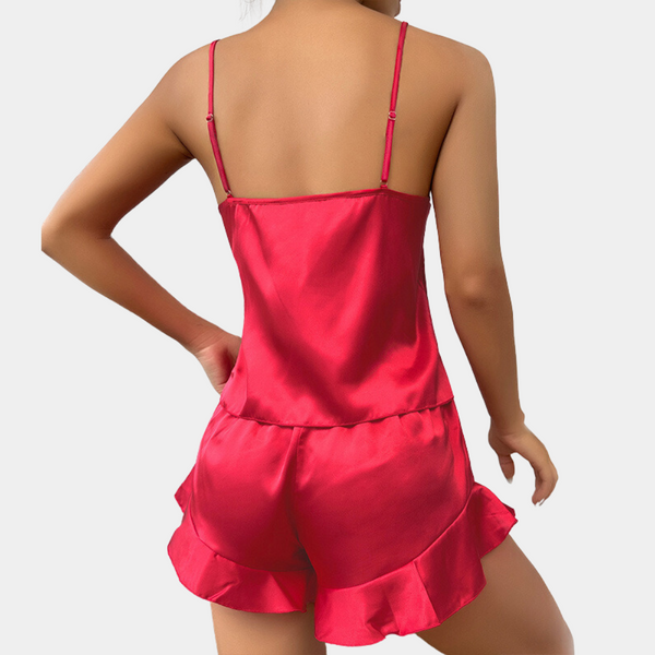 2-teiliges satin pyjama-set - luxuriöse damen nachtwäsche