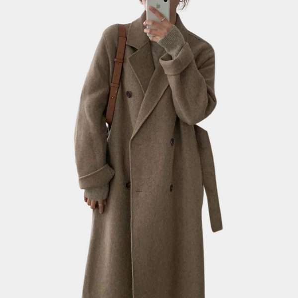 Doppelt-knopf übermantel - elegante wollmischung für damen