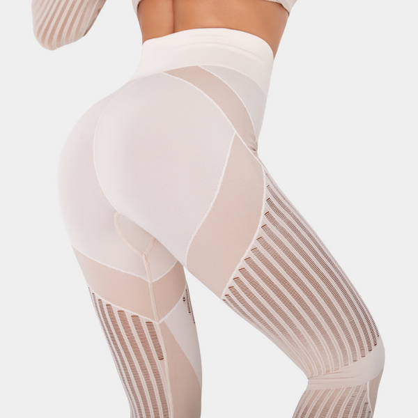 Hochgeschnittene leggings - stylische frauen-sportmode mit mesh-details