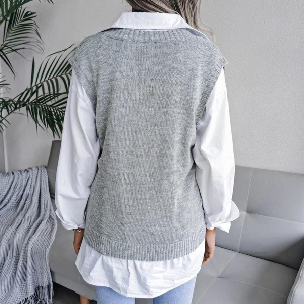 Gestrickter vest - elegante damen v-ausschnitt sweater-weste