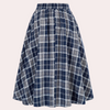 Kariierter midi-rock - hoch-taillierter damen checkrock