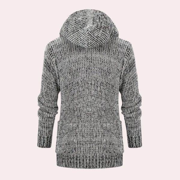 Strick hoodie cardigan - stilvolles langes damenstrickstück