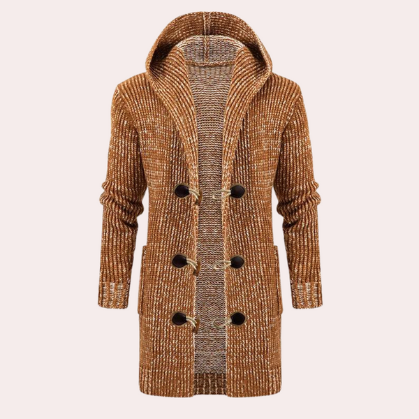 Strick hoodie cardigan - stilvolles langes damenstrickstück