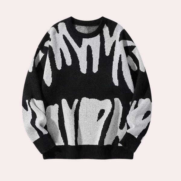 Pullover - moderner, gestrickter damenpullover mit abstraktem design