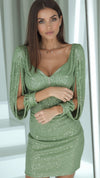 Pailletten-kleid - glamoures midi mit fransen-details