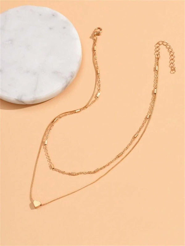 Herzanhänger Collier – elegante, geschichtete Damenmode