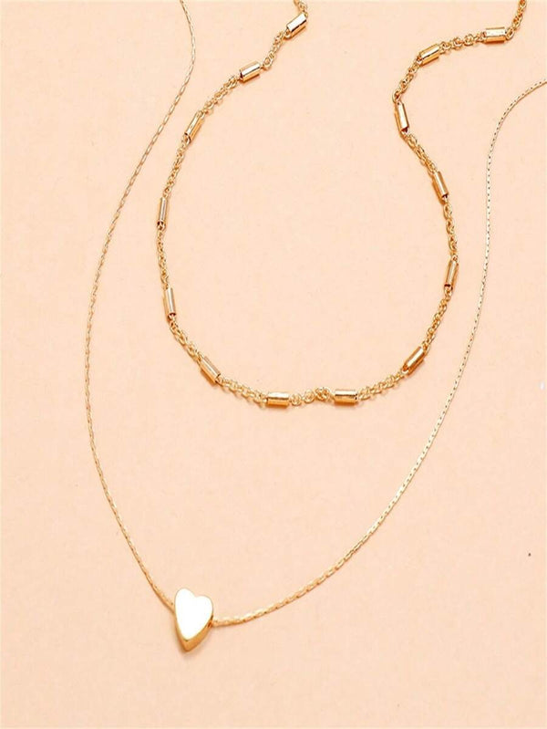 Herzanhänger Collier – elegante, geschichtete Damenmode