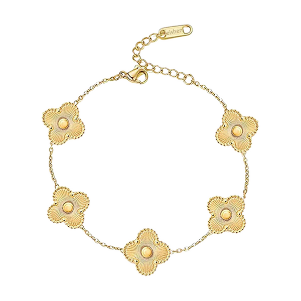Luxus Armband – Elegantes Damenarmband mit metallischem Glanz und schwarzem Blumenmuster