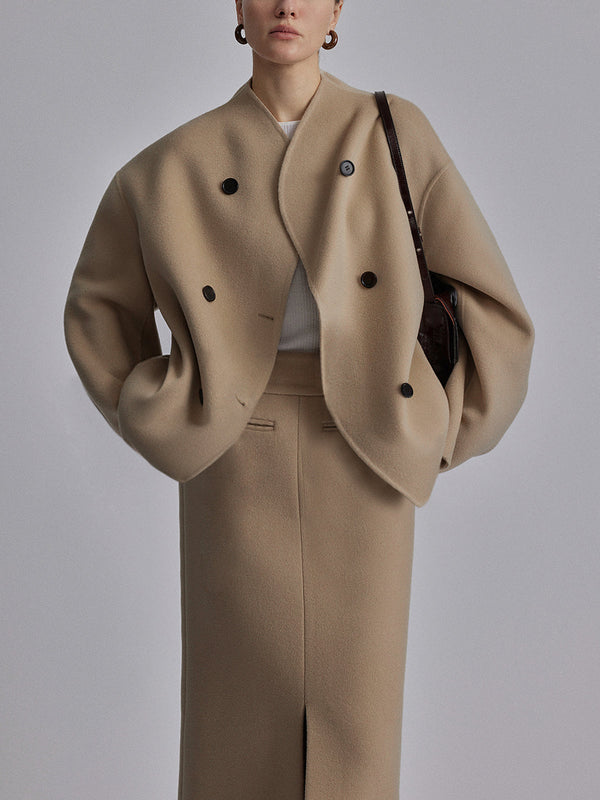 Doppelreihiger mantel - schicker oversized damenjacke