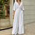 Damen jumpsuit - eleganter weisser wide-leg wickel-stil