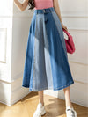 Denim a-linienrock - trendiger colourblock damenrock