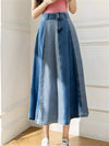 Denim a-linienrock - trendiger colourblock damenrock