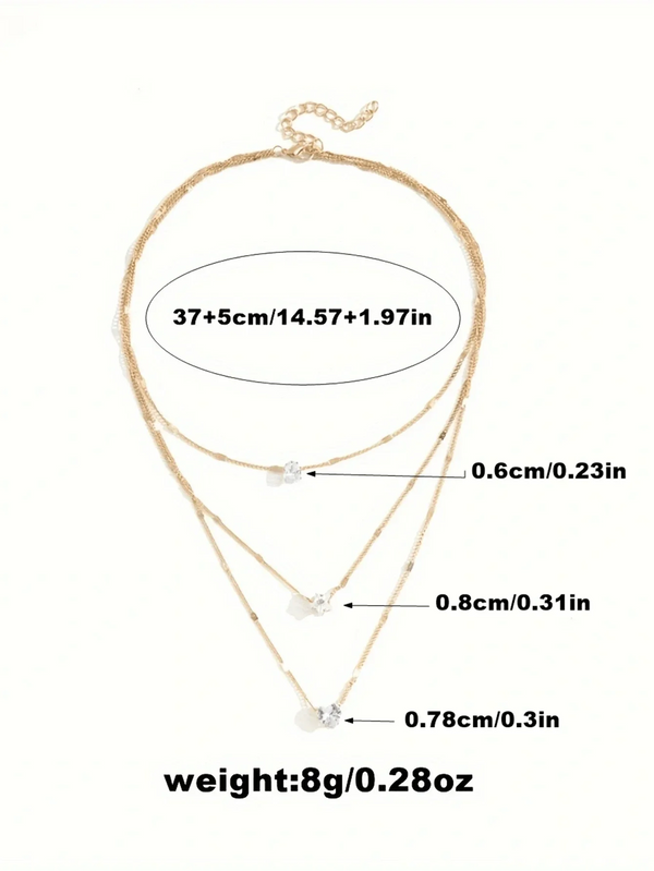 3-teilige Kristall-Charms-Halskette – elegante Damenkette