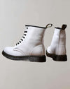 Stiefeletten aus Kunst – hochgeschnittene Damenschuhe