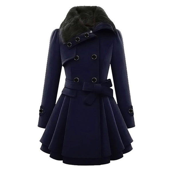 Dame wollmischung trenchcoat - elegante lange winterjacke