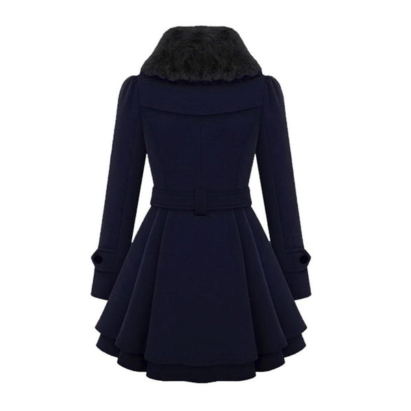 Dame wollmischung trenchcoat - elegante lange winterjacke